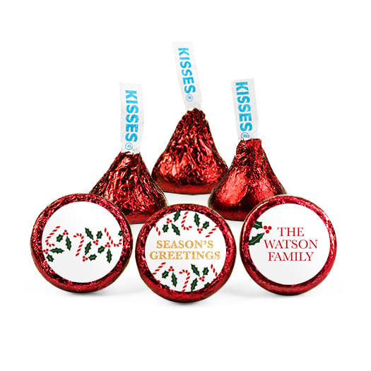 Personalized Christmas Candy Cane Poinsettia Hershey's Kisses ...