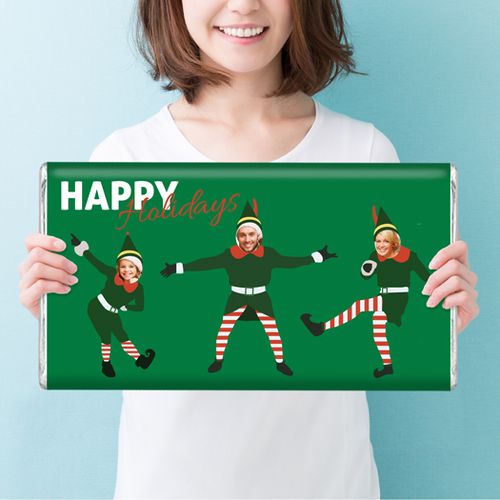 Personalized Christmas Dancing Elves Giant 5lb Hershey's Chocolate Bar