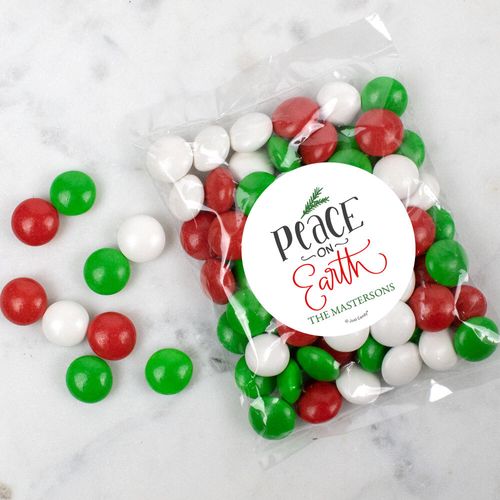 Personalized Christmas Peace on Earth Candy Bags with Just Candy Milk Chocolate Minis