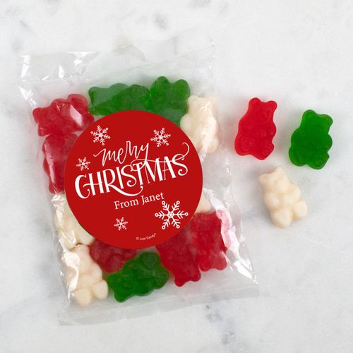 Personalized Christmas Merry Christmas Candy Bags with Gummi Bears
