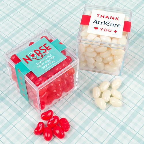 Personalized Nurse Appreciation JUST CANDY� favor cube with Jelly Belly Jelly Beans