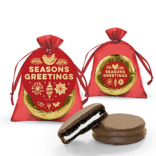 Bonnie Marcus Christmas Season's Greetings Chocolate Covered Oreo Cookie in Organza Bags with Gift tag