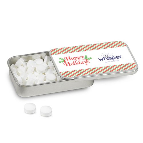 Personalized Christmas Holiday Stripes Mint Tin