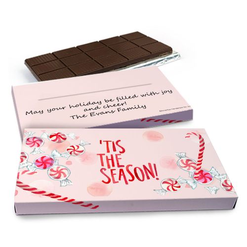 Deluxe Personalized Christmas Tis the Season Chocolate Bar in Gift Box (3oz Bar)