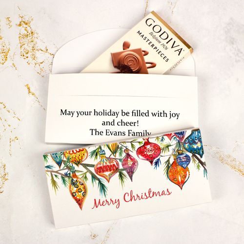 Deluxe Personalized Christmas Ornaments Godiva Chocolate Bar in Gift Box
