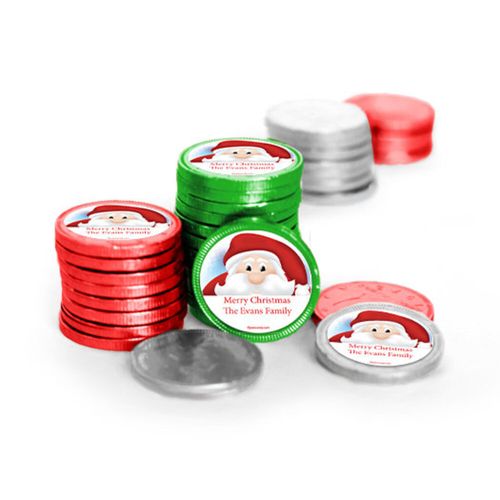 Personalized Christmas Peeking Santa Chocolate Coins (84 Pack)