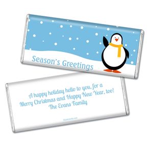 Happy Holidays Personalized Chocolate Bar Season's Greetings Snow Penguin