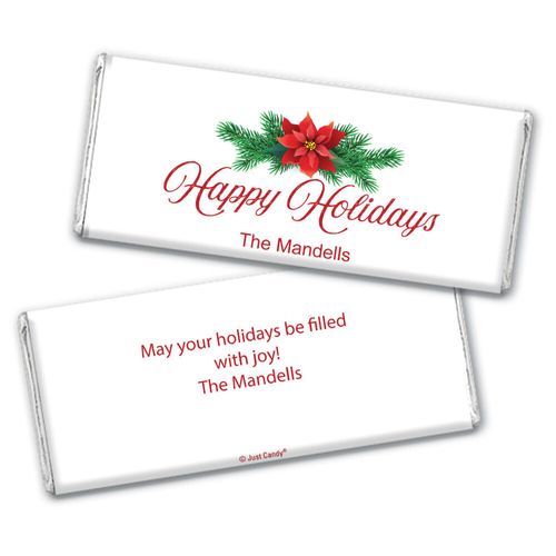 Personalized Christmas Poinsettia Chocolate Bar & Wrapper