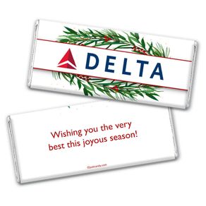 Personalized Christmas Winter Greenery with Logo Chocolate Bar & Wrapper