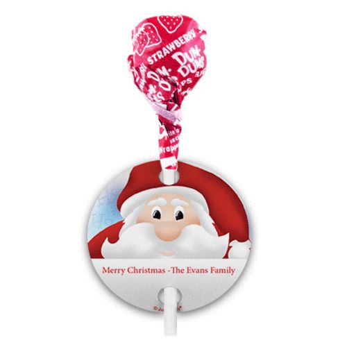 Personalized Christmas Ho Ho Santa Dum Dums with Gift Tag (75 pops)