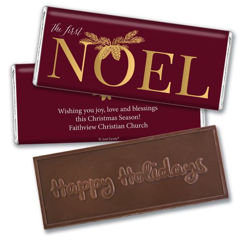 Personalized Christmas First Noel Embossed Chocolate Bar