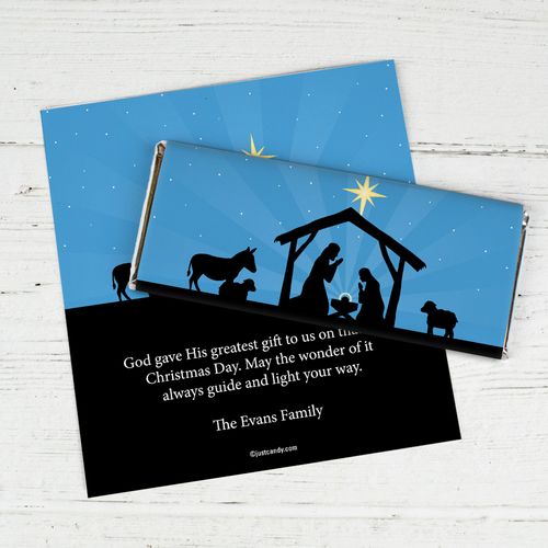 Christmas Personalized Chocolate Bar Wrappers Holy Night Nativity