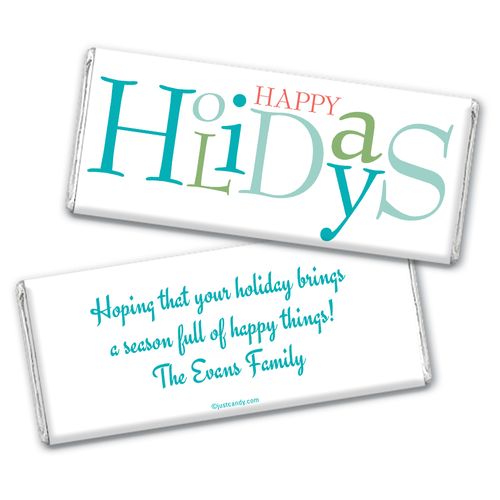 Happy Holidays Personalized Chocolate Bar Wrappers Multicolor Happy Holidays