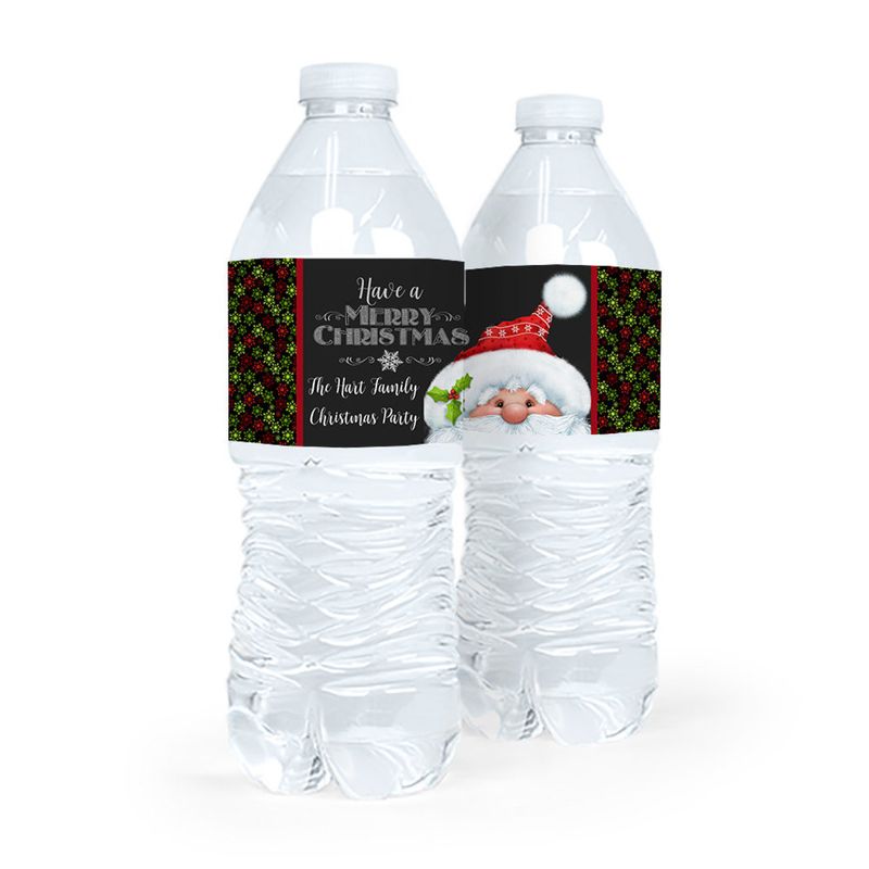 Merry Christmas Water Bottle Labels