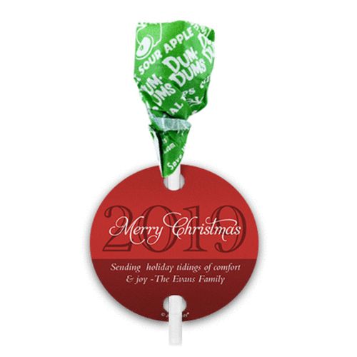 Personalized Christmas Merry Wishes Dum Dums with Gift Tag (75 pops)
