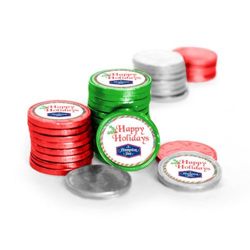 Personalized Christmas Stripes Chocolate Coins (84 Pack)