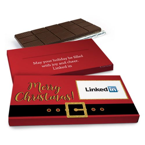 Deluxe Personalized Christmas Add Your Logo Chocolate Bar in Metallic Gift Box(3oz Bar)