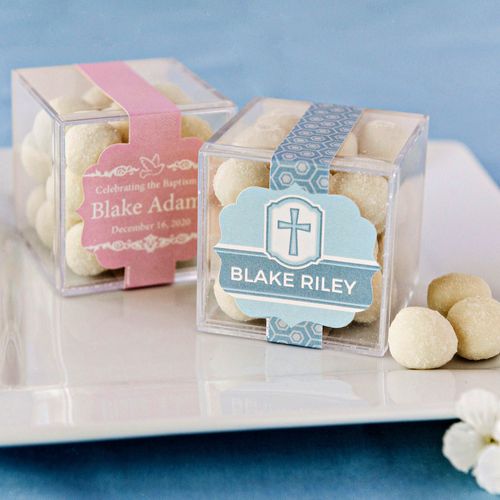 Personalized Baptism JUST CANDY® favor cube with Premium Sugar Cookie Bites