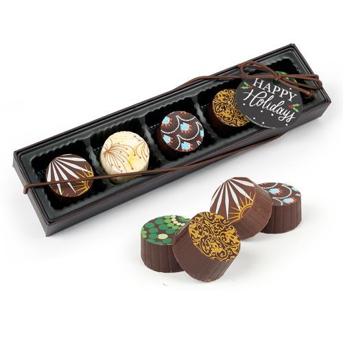 Personalized Christmas Snowy Santa Gourmet Belgian Chocolate Truffle Gift Box (5 Truffles)