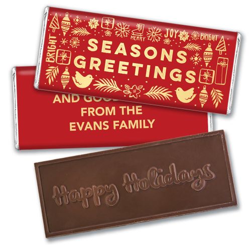 Personalized Bonnie Marcus Christmas Season's Greetings Embossed Chocolate Bar