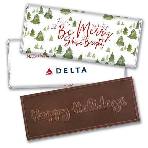 Personalized Christmas Be Merry Shine Bright Add Your Logo Embossed Chocolate Bar