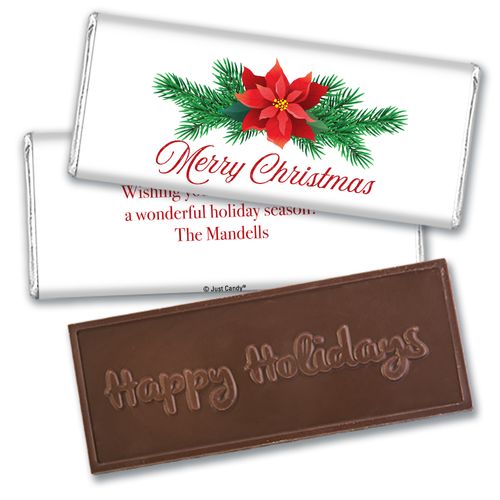 Personalized Holiday Poinsettia Embossed Chocolate Bar