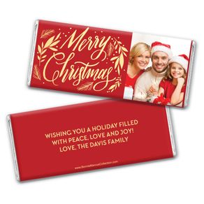 Personalized Bonnie Marcus Festive Leaves Photo Chocolate Bar & Wrapper