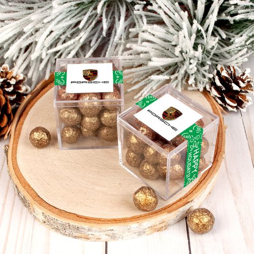 Personalized Christmas Wonderous Wishes Add Your Logo JUST CANDY� favor cube with Premium Sparkling Prosecco Cordials - Dark Chocolate