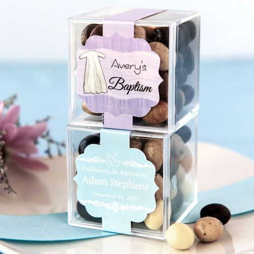 Personalized Baptism JUST CANDY® favor cube with Premium New York Espresso Beans