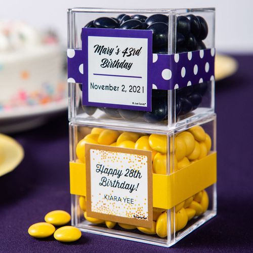 Personalized Birthday JUST CANDY® favor cube with Just Candy Milk Chocolate Minis