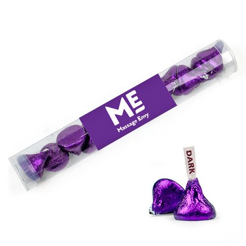 Personalized Business Add Your Logo Favor Assembled Clear Tube with Hershey's Kisses