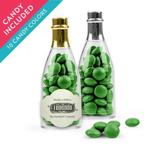 Personalized Thank You Favor Assembled Champagne Bottle with Just Candy Milk Chocolate Minis