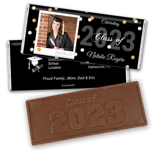 Graduation Personalized Embossed Chocolate Bar Polaroid Photo Confetti