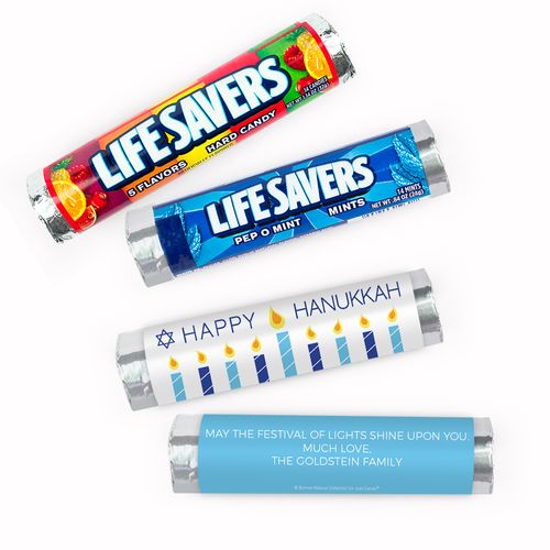 Personalized Bonnie Marcus Hanukkah Candles Lifesavers Rolls (20 Rolls)