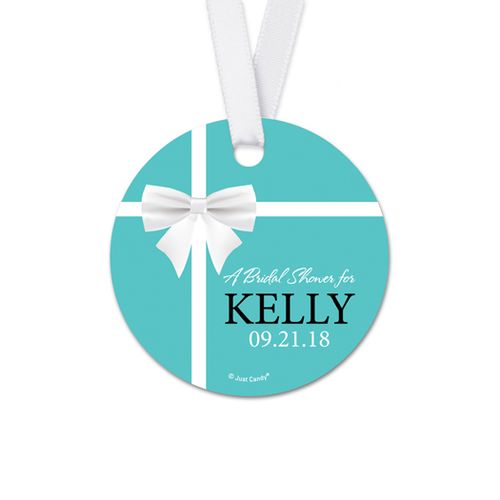 Personalized Round White Bow Bridal Shower Favor Gift Tags (20 Pack)