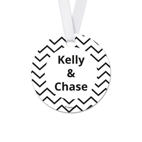 Personalized Round Chevron Wedding Favor Gift Tags (20 Pack)