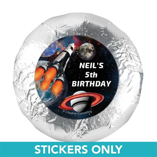 Personalized Birthday Space Blast 1.25" Stickers (48 Stickers)