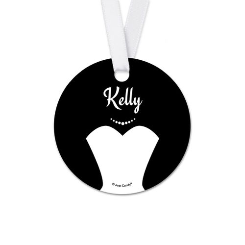 Personalized Round Bride's Dress Wedding Favor Gift Tags (20 Pack)