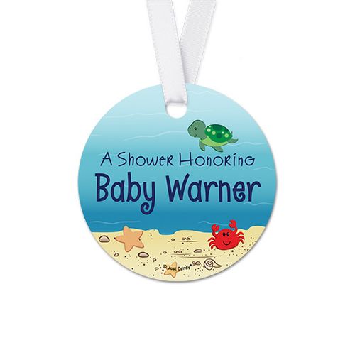 Personalized Round Ocean Bubbles Baby Shower Favor Gift Tags (20 Pack)