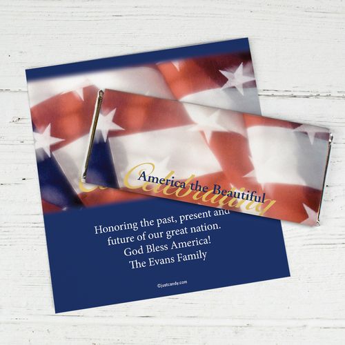 Personalized Patriotic Chocolate Bar Wrappers America the Beautiful Patriotic Flag