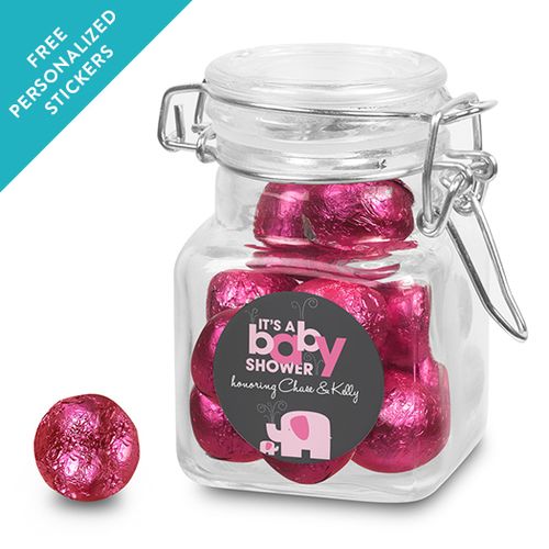 Baby Shower Personalized Latch Jar Elephant (12 Pack)