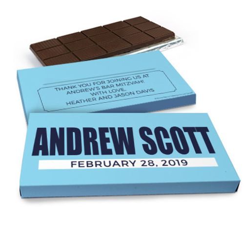 Deluxe Personalized Bar Mitzvah Boldly Blue Chocolate Bar in Gift Box (3oz Bar)