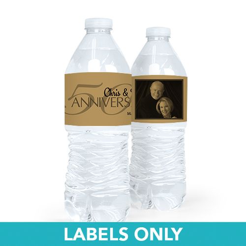 Personalized Anniversary 50th Anniversary Photo Water Bottle Sticker Labels (5 Labels)