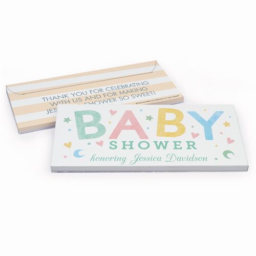 Deluxe Personalized Baby Shower Colorful Baby Chocolate Bar in Gift Box