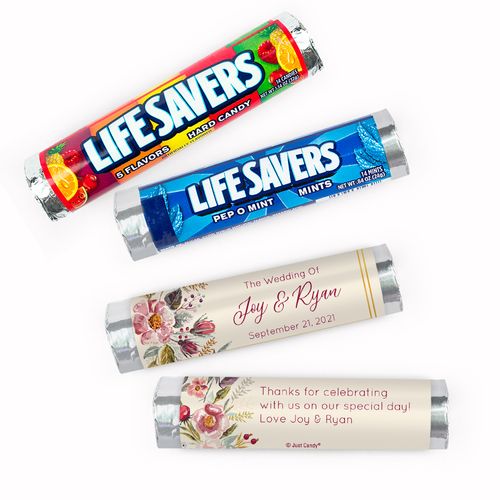 Personalized Wedding Blooming Bouquet Lifesavers Rolls (20 Rolls)