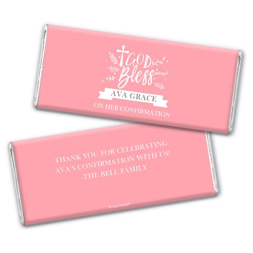 Personalized Confirmation God Bless Floral Chocolate Bar & Wrapper