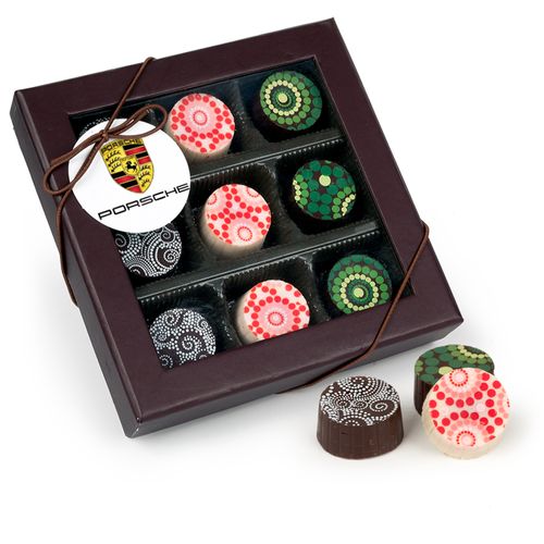 Personalized Christmas Add Your Logo Gourmet Belgian Chocolate Truffle Gift Box (9 Truffles)