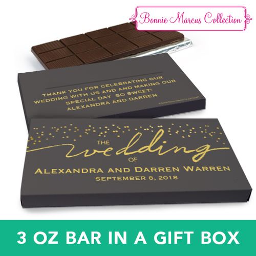 Deluxe Personalized Wedding Divine Gold Chocolate Bar in Gift Box (3oz Bar)