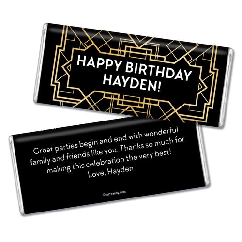 Birthday Personalized Chocolate Bar Art Deco 1920s Gatsby