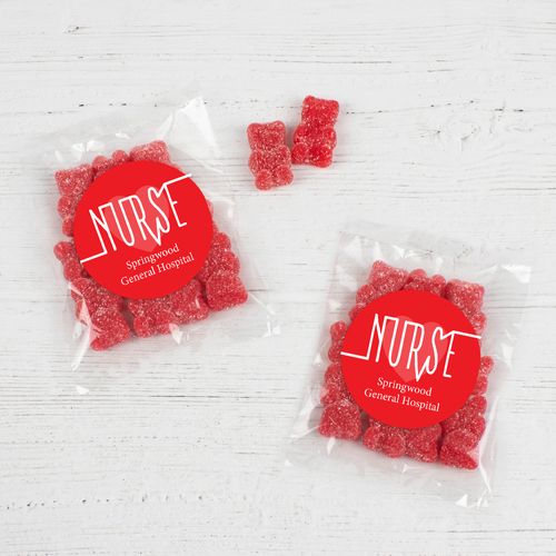Personalized Nurse Appreciation Nurse Pulse Candy Bag with Gummy Bears